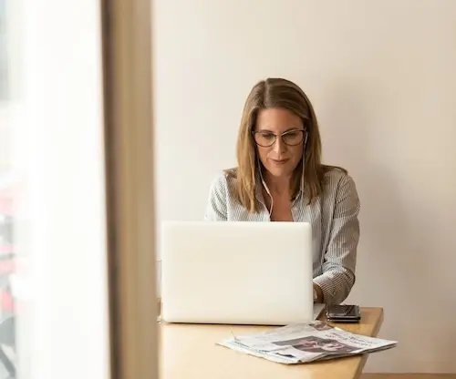 Woman working on laptop